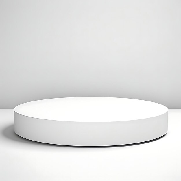 Minimal White Circle Podium Stage em White Studio Background