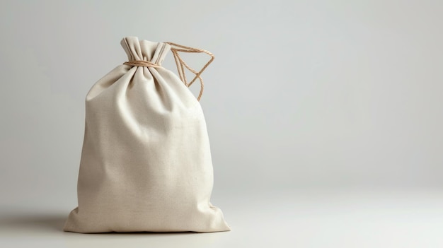 Minimal White Drawstring Bag em iluminação limpa IA generativa