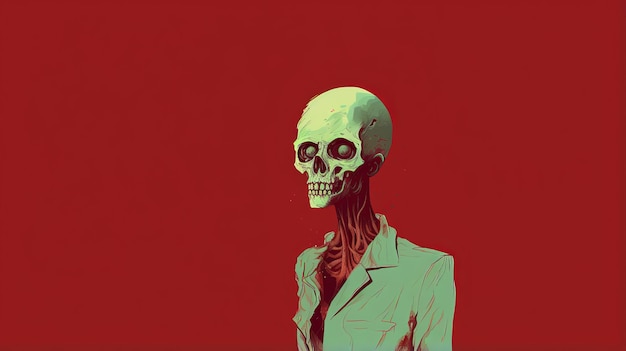 Foto minimal zombie eine erschreckende illustration eines skeletts in einem anzug