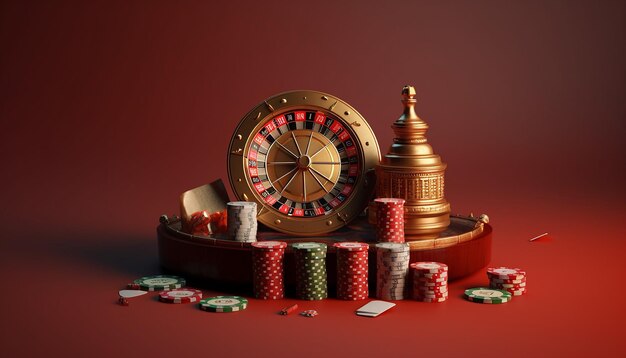 Minimale 3D-Casino-Objekte Miniaturkonzept für Casino-Spiele