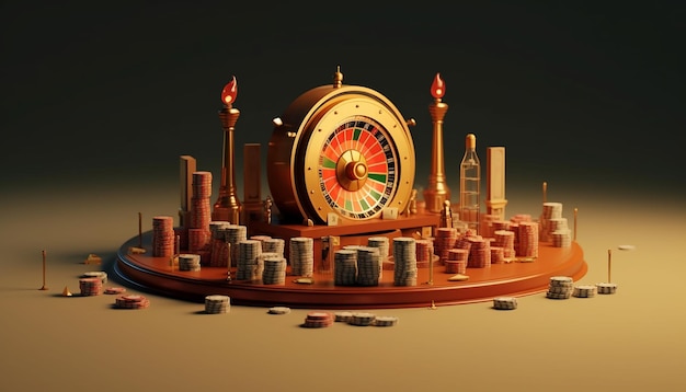 Minimale 3D-Casino-Objekte Miniaturkonzept für Casino-Spiele