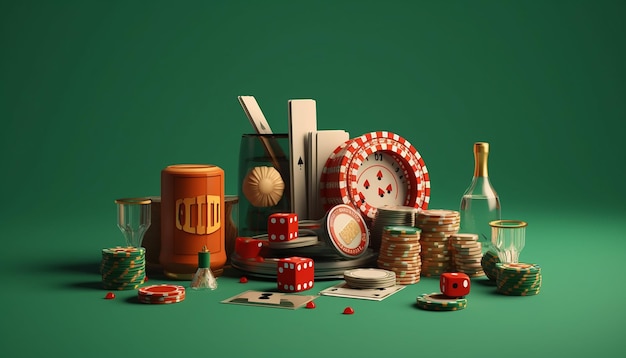 Minimale 3D-Casino-Objekte Miniaturkonzept für Casino-Spiele