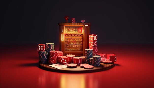 Minimale 3D-Casino-Objekte Miniaturkonzept für Casino-Spiele