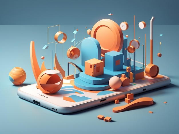 Minimale 3D-Entwicklung mobiler Apps und mobiles Webdesign