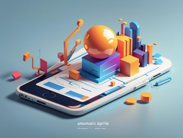 Minimale 3D-Entwicklung mobiler Apps und mobiles Webdesign