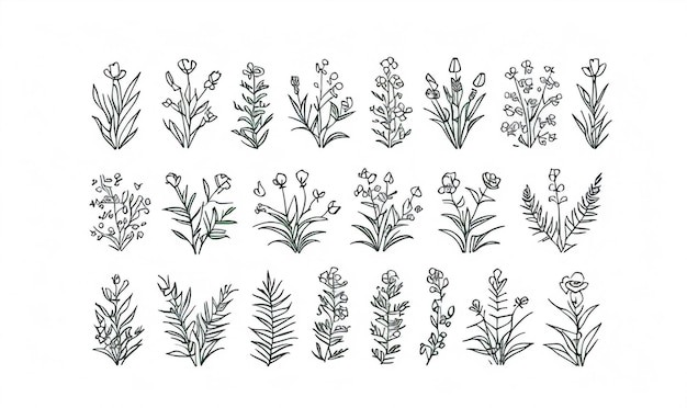 Foto minimale botanische vektorkunst, trendige flache illustration mit floralen elementen