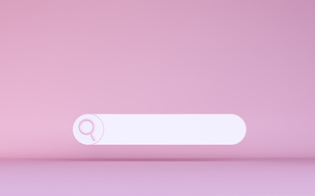 Minimale leere Suchleiste auf Pink. 3D-Rendering