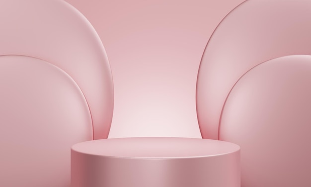 Minimale produktpodestbühne mit metallischer pastellrosa farbe und geometrischer form für präsentationshintergrund abstrakte hintergrund- und dekorationsszenenvorlage 3d-illustrations-rendering