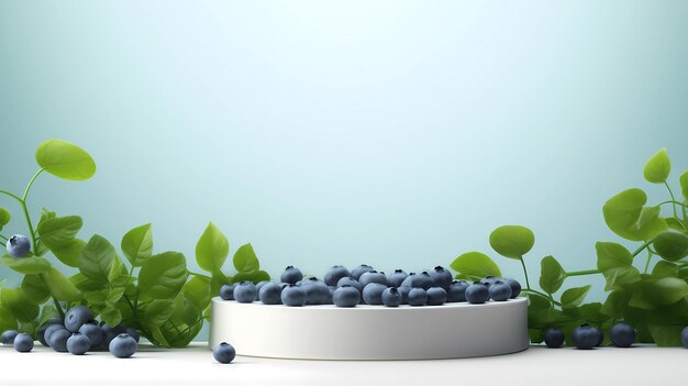 Foto minimale szene leeres podium mit frischen blaubeeren podest für kosmetische produkte aus blaubeeren