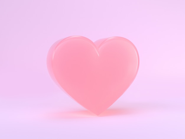 Minimale Szene Rosa Herzform 3d render Valentine-Konzept