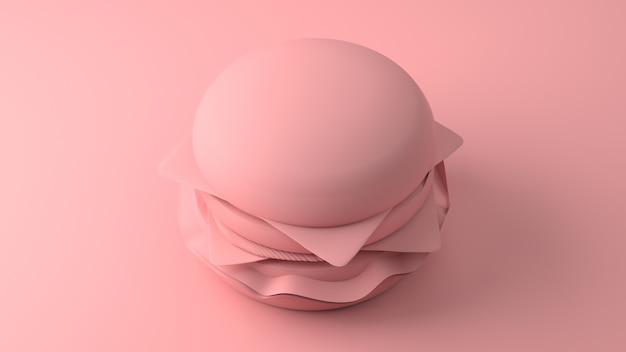 Minimaler 3d rosa Cheeseburger auf einem rosa Hintergrund. 3D-Rendering.