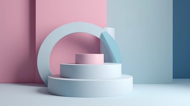 Minimaler abstrakter geometrischer 3D-Rendering-Kreiszylinder-Podiumshintergrund
