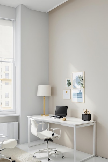 Minimaler Büroraum mit neutraler Farbe
