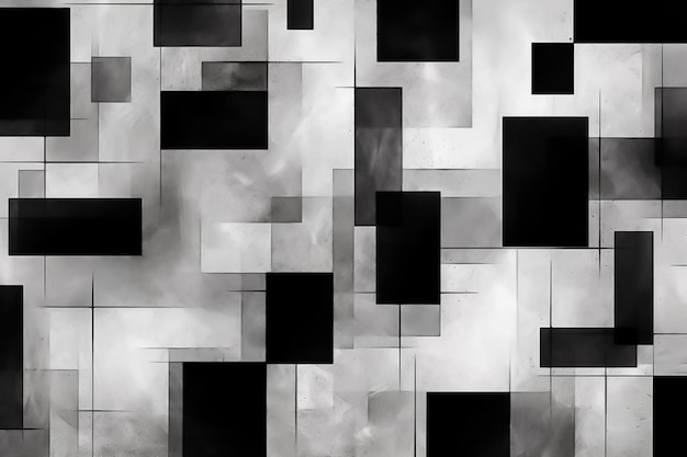 Minimaler Hintergrund aus schwarz-weißen Rechteckkacheln mit grauen Lücken dazwischen. Ai generiert