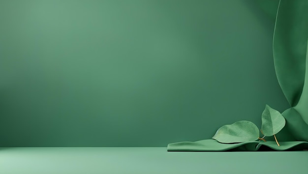 Minimaler Hintergrund für Markenzeichen und Produktpräsentation Grünes Terrazzo auf grünem Stoffgrund