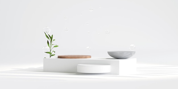 Minimaler Produktplatzierungshintergrund, weißes Podiumsdisplay für die Produktpräsentation, 3D-Illustration
