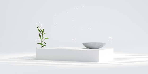 Minimaler Produktplatzierungshintergrund, weißes Podiumsdisplay für die Produktpräsentation, 3D-Illustration