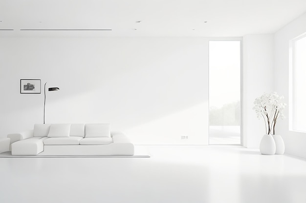 Minimaler weißer Hintergrund mit Heimdekor Innenraum weißer Raum mit sauberem Licht Hintergrund modern