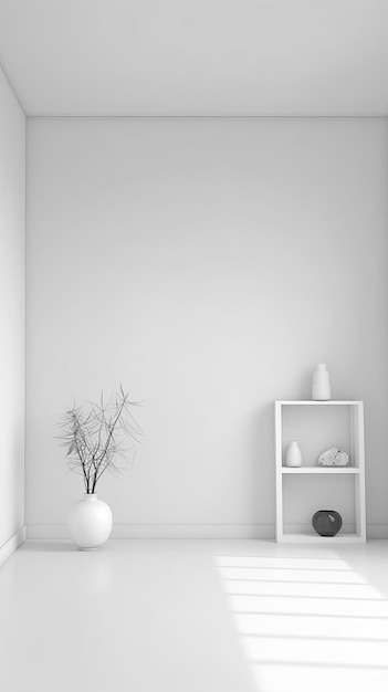 Minimaler weißer Hintergrund mit Inneneinrichtung, weißer Raum mit klarem, hellem Hintergrund, modern