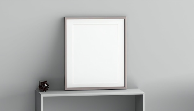 minimaler weißer Rahmen Mockup gegen eine Wand