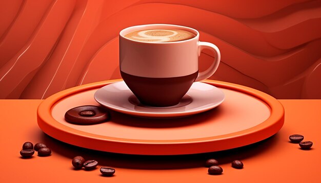 Minimales 3D-Plakatdesign zum Internationalen Kaffeetag