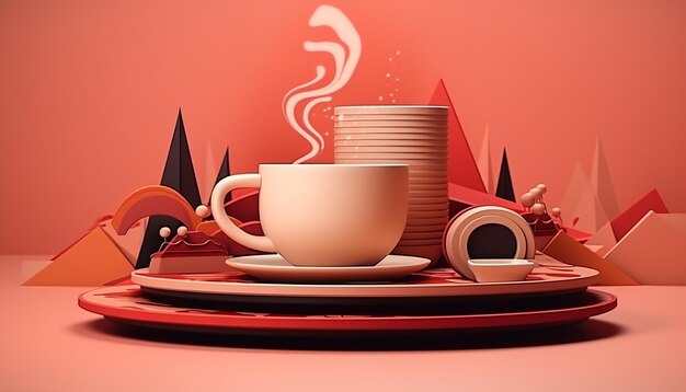 Minimales 3D-Plakatdesign zum Internationalen Kaffeetag