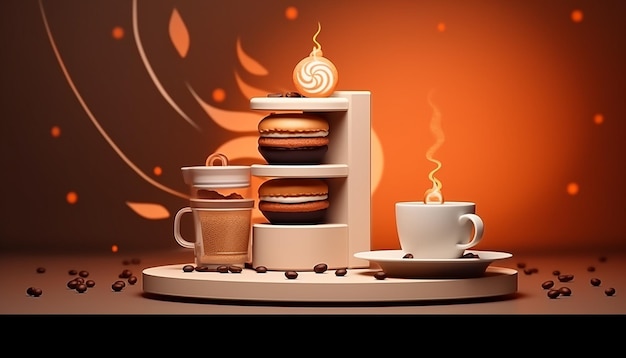 Foto minimales 3d-plakatdesign zum internationalen kaffeetag