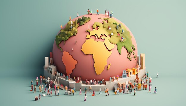Minimales 3D-Plakatdesign zum Weltbevölkerungstag