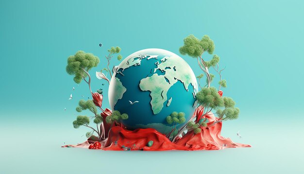 Minimales 3D-Plakatdesign zum Weltozontag