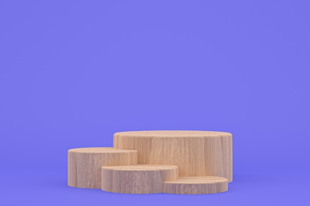 Minimales 3D-Rendering auf dem Holzpodest oder Produktständer für Produktpräsentation