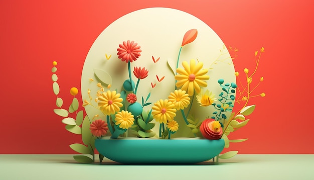 Minimales 3D-Spring-Poster-Design