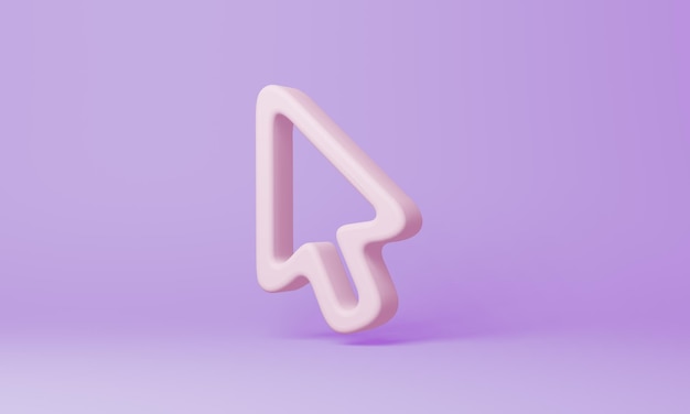 Minimales Cursorsymbol auf lila Hintergrund 3D-Rendering