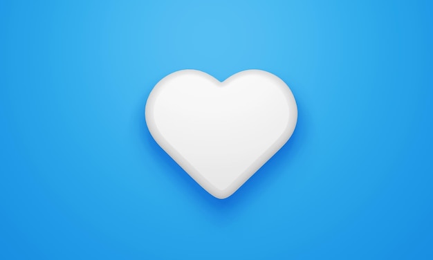 Minimales Herzsymbol auf blauem Hintergrund 3D-Rendering