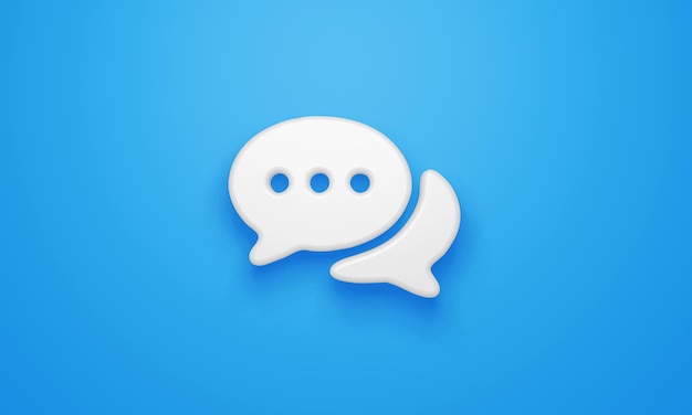 Minimales Konversationssymbol auf blauem Hintergrund 3D-Rendering