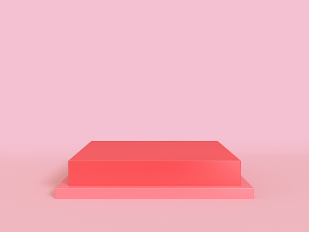 minimales Rosa 3d des Podiums des freien Raumes des roten Quadrats übertragen