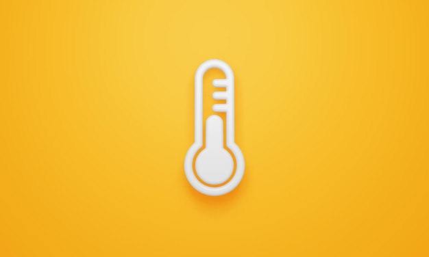 Minimales Thermometersymbol auf gelbem Hintergrund 3D-Rendering