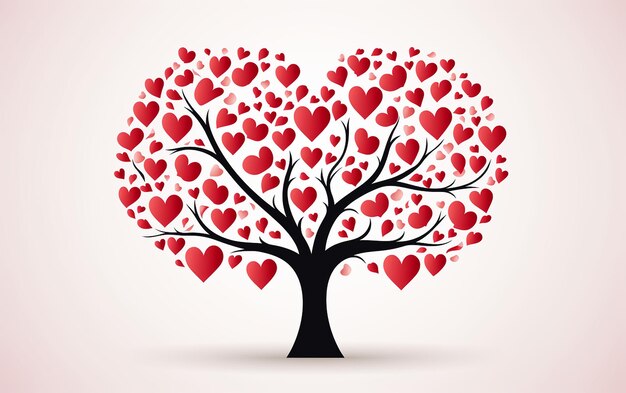 Minimalismo del árbol del amor con fondo claro