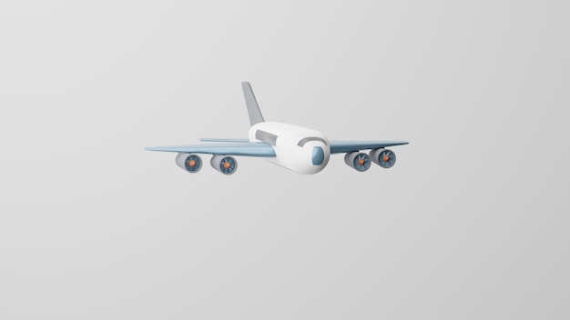 Minimalismo Avión avión emoji símbolo de transporte aéreo Sobre fondo blanco 3d render