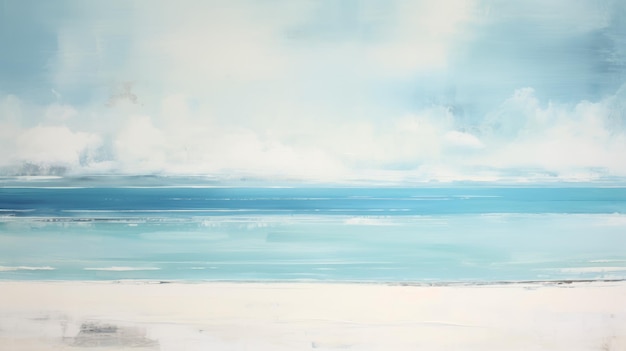 Minimalismo contemplativo Pintura de praia acrílica com bordas suaves e visuais serenos
