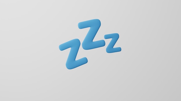 Minimalismo Dormir ZZZ emoji Dormir Símbolo Aislado sobre fondo blanco Representación 3d