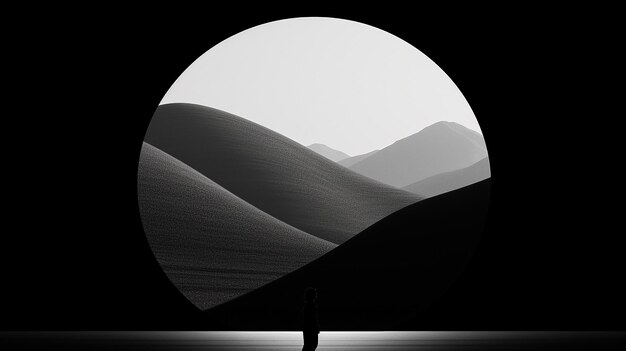 minimalismo oriental escuro com grandes dunas de areia de fundo