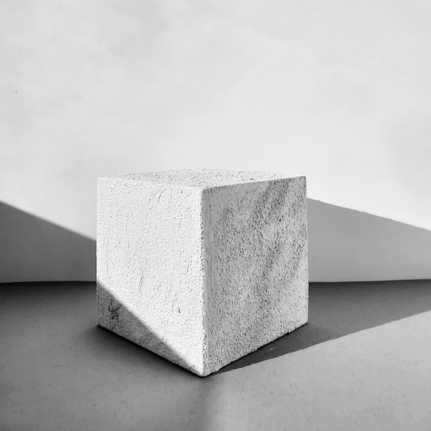Minimalismo podio blanco abstracto fondo con textura dura sombra