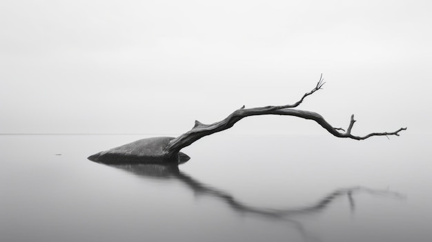 Minimalismo Zen Etéreo Seascape em Serenidade Monocromática