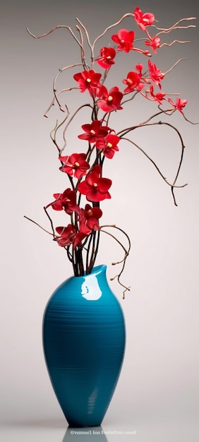 Minimalismus in einem einfachen roten Blumenarrangement mit einer roten Orchidee