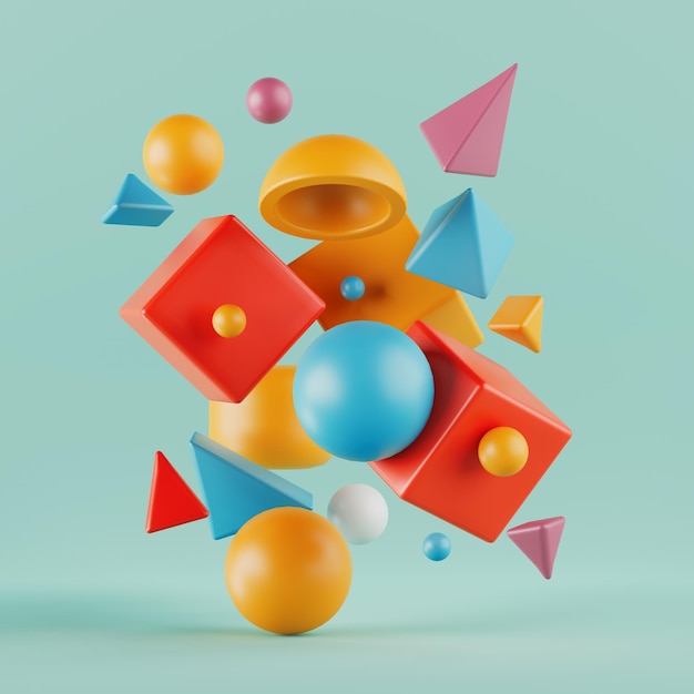 Minimalismus Plastik Geometrische Formen Zusammensetzung 3D-Rendering