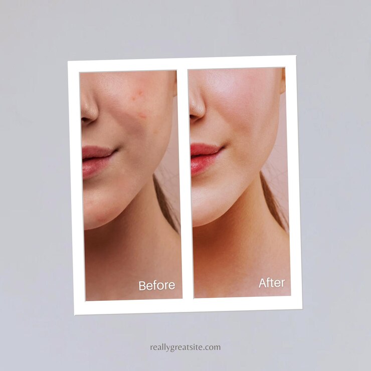 Minimalista beige antes y después del tratamiento de cuidado de la piel del acné Resultado Instagram Post 1