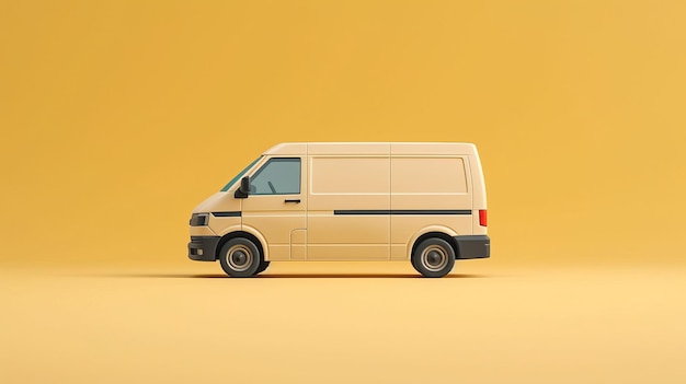 Minimalista Courier Van na IA de fundo claro gerada