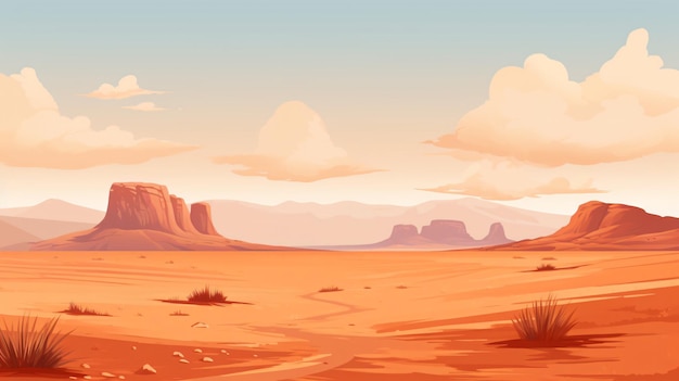 Minimalista desenho animado estilo plano paisagem do deserto digital