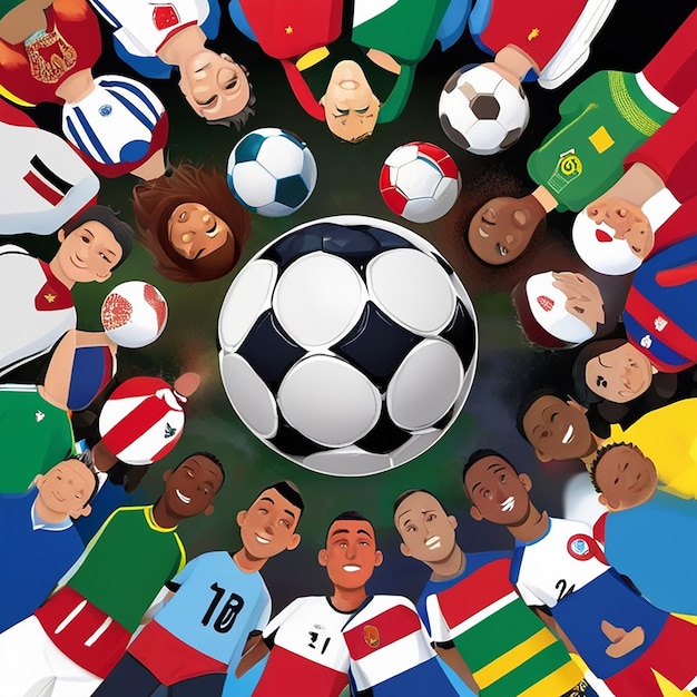 Foto minimalista diseño plano plantilla de bandera horizontal del campeonato mundial de fútbol