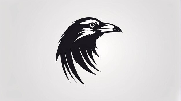 Foto minimalista elegante e simples raven crow ilustração logo design ideia